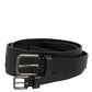 Dolce & Gabbana Black Double Strap Leather Buckle Men Belt