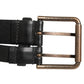 Dolce & Gabbana Black Double Strap Leather Brass Buckle Belt