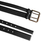 Dolce & Gabbana Black Double Strap Leather Brass Buckle Belt