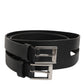 Dolce & Gabbana Black Double Strap Leather Silver Buckle Belt