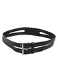 Dolce & Gabbana Black Double Strap Leather Silver Buckle Belt