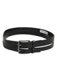 Dolce & Gabbana Black Double Strap Leather Silver Buckle Belt