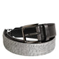 Dolce & Gabbana Black Silver Pebbled Texture Leather Buckle Men Belt
