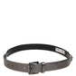 Dolce & Gabbana Black Silver Pebbled Texture Leather Buckle Men Belt