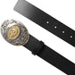 Dolce & Gabbana Black Leather Ornate Metal Buckle Men Belt
