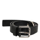 Dolce & Gabbana Black Leather Classic Metal Logo Buckle Belt