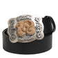 Dolce & Gabbana Black Leather Gothic Dragon Metal Buckle Belt