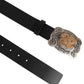 Dolce & Gabbana Black Leather Gothic Dragon Metal Buckle Belt