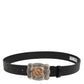 Dolce & Gabbana Black Leather Gothic Dragon Metal Buckle Belt