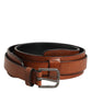 Dolce & Gabbana Brown Classic Gold Metal Logo Buckle Men  Belt