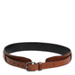 Dolce & Gabbana Brown Classic Gold Metal Logo Buckle Men  Belt