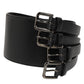 Dolce & Gabbana Black Leather 4-Strap Metal Multi-Buckle Belt
