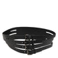 Dolce & Gabbana Black Leather 4-Strap Metal Multi-Buckle Belt