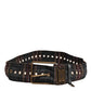 Dolce & Gabbana Plaid Fabric Logo Plate Brass Buckle Belt
