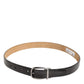 Dolce & Gabbana Black Classic Leather Silver-Tone Buckle Belt