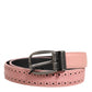 Dolce & Gabbana Pink Leather Perforated Detailing Buckle Belt