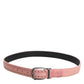 Dolce & Gabbana Pink Leather Perforated Detailing Buckle Belt