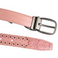 Dolce & Gabbana Pink Leather Perforated Detailing Buckle Belt
