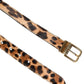 Dolce & Gabbana Brown Leather Leopard Print Metal Buckle Belt