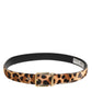 Dolce & Gabbana Brown Leather Leopard Print Metal Buckle Belt