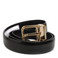 Dolce & Gabbana Black Classic Leather Gold-Tone Buckle Belt