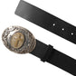 Dolce & Gabbana Black Leather Ornate Metal Buckle Men Belt