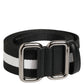 Dolce & Gabbana Black White Striped Metal Buckle Men Belt