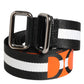 Dolce & Gabbana Black White Striped Logo Metal Buckle Belt