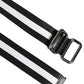 Dolce & Gabbana Black White Striped Logo Metal Buckle Belt
