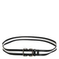 Dolce & Gabbana Black White Striped Logo Metal Buckle Belt