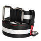 Dolce & Gabbana Black White Striped Logo Metal Buckle Belt
