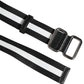 Dolce & Gabbana Black White Striped Logo Metal Buckle Belt