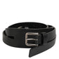 Dolce & Gabbana Black Double Strap Leather Gold Buckle Belt