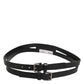 Dolce & Gabbana Black Double Strap Leather Gold Buckle Belt