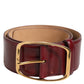 Dolce & Gabbana Burgundy Leather Gold Metal Buckle Women Belt