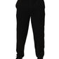Emporio Armani Black Cotton Blend Logo Waistband Trouser Pants