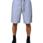 Dolce & Gabbana Light Blue Linen Mid Waist Men Bermuda Shorts Mens Shorts