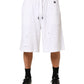 Dolce & Gabbana White Cotton Ripped Bermuda Sweatpants Shorts Mens Shorts