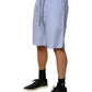 Dolce & Gabbana Light Blue Linen Mid Waist Men Bermuda Shorts Mens Shorts