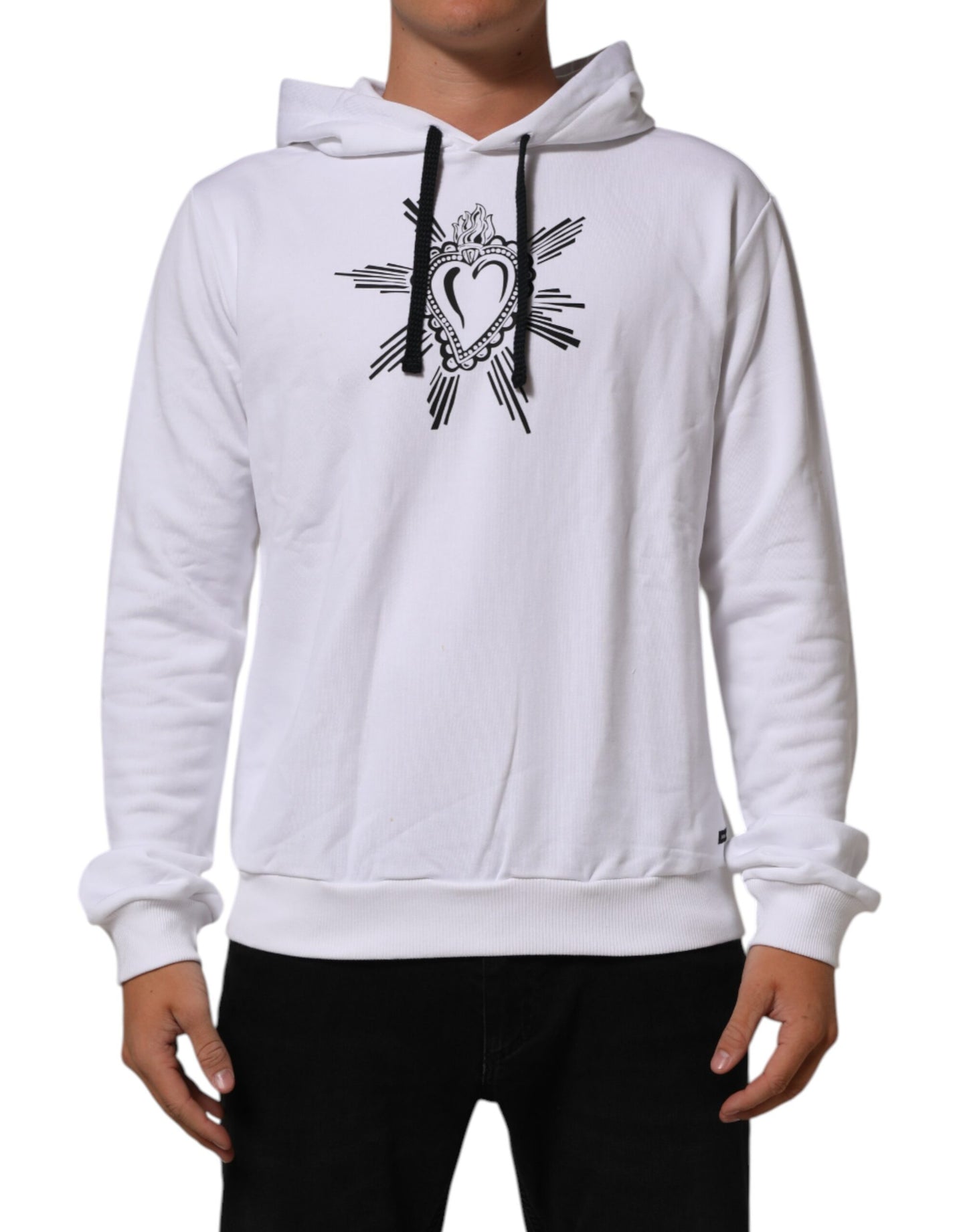 Dolce & Gabbana White Sacred Heart Hooded Sweatshirt Sweater Mens Sweater