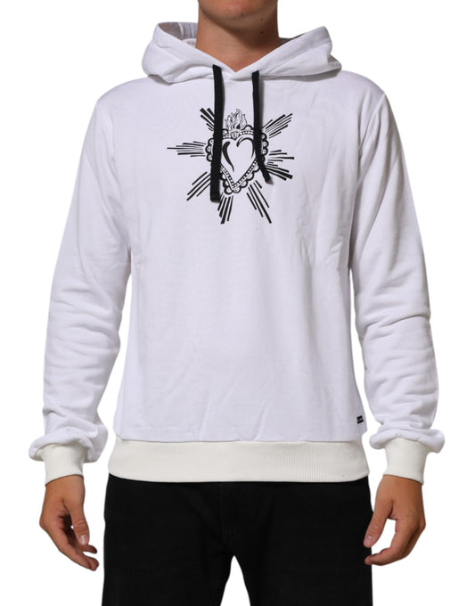 Dolce & Gabbana White Sacred Heart Hooded Sweatshirt Sweater Mens Sweater