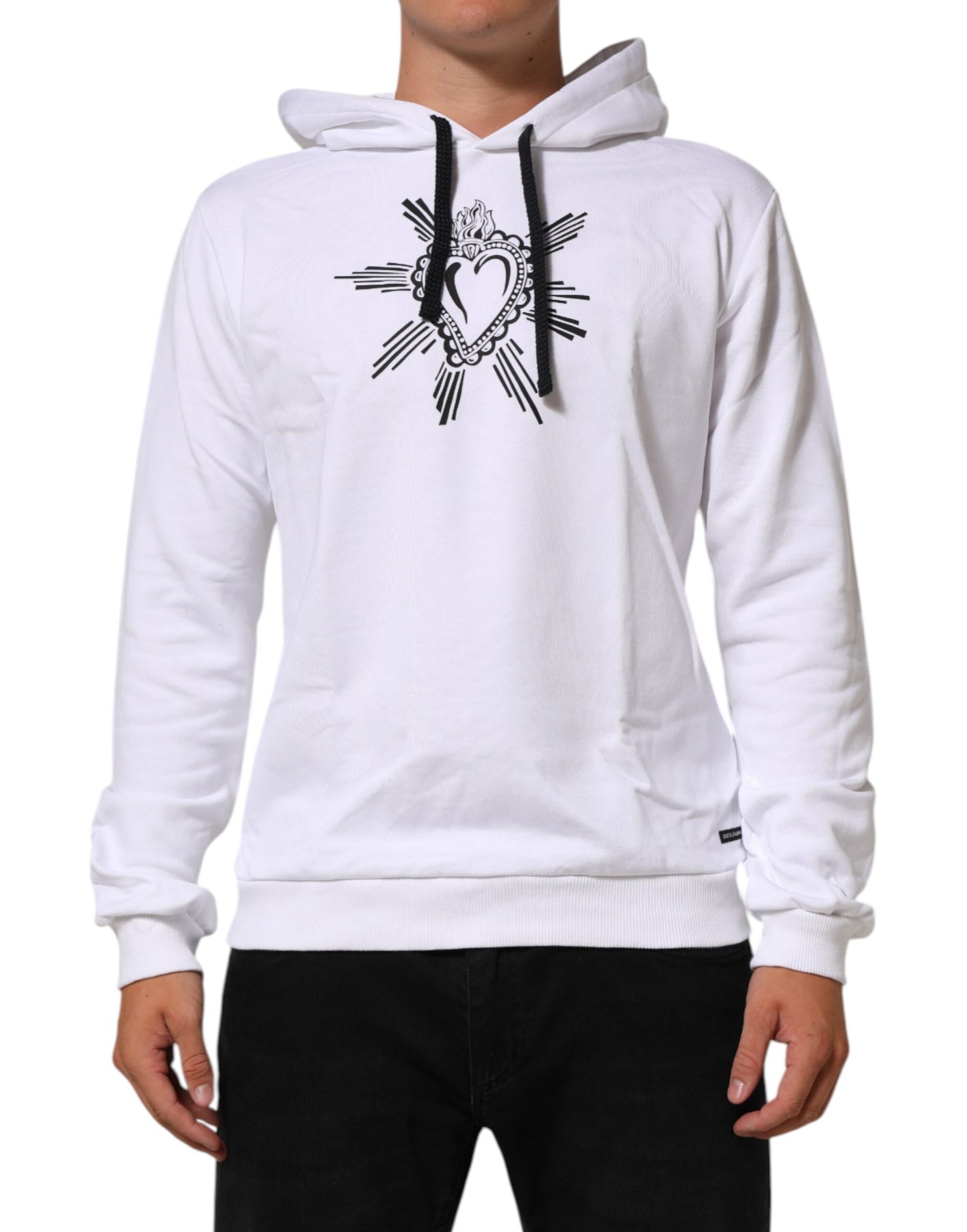 Dolce & Gabbana White Sacred Heart Hooded Sweatshirt Sweater Mens Sweater