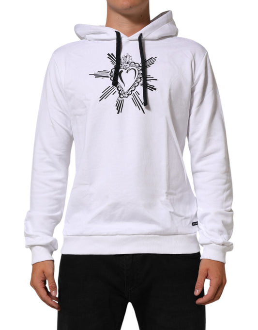 Dolce & Gabbana White Sacred Heart Hooded Sweatshirt Sweater Mens Sweater