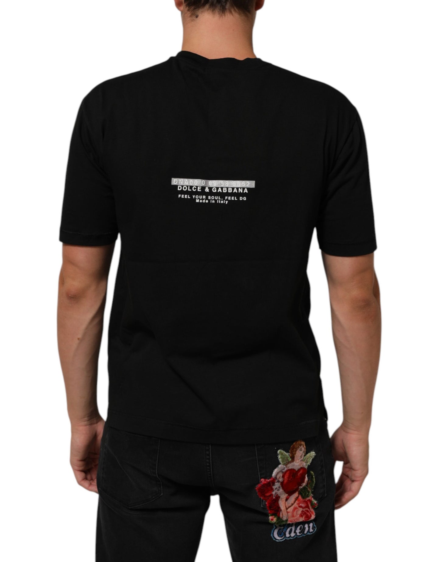 Dolce & Gabbana Black Statement Cotton Men Crew Neck T-shirt Mens T-Shirt