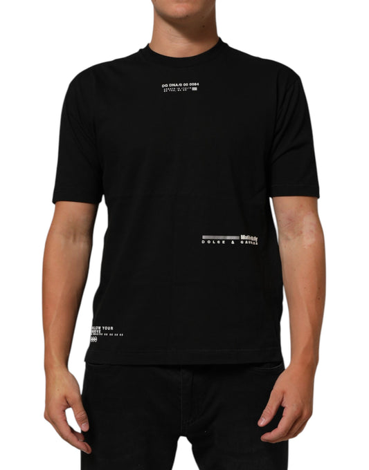 Dolce & Gabbana Black Statement Cotton Men Crew Neck T-shirt Mens T-Shirt