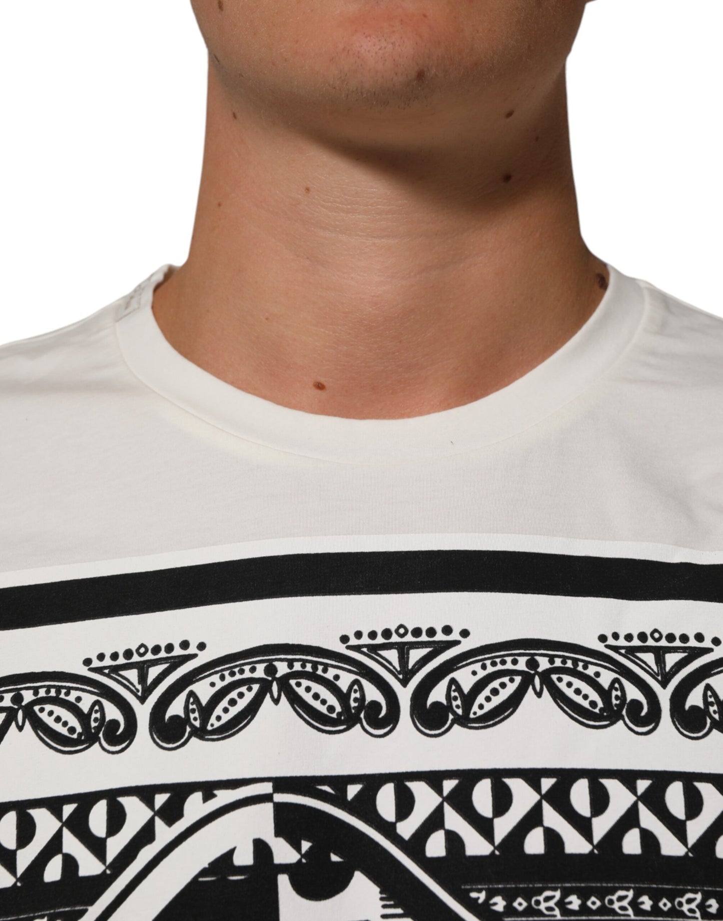 Dolce & Gabbana White Cotton Logo Bandana Print Men T-shirt Mens T-Shirt