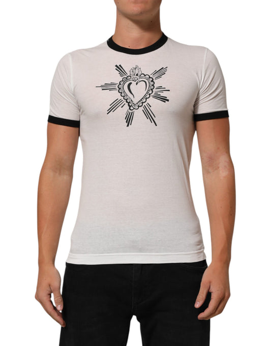 Dolce & Gabbana White Sacred Heart Cotton Crew Neck T-shirt Mens T-Shirt