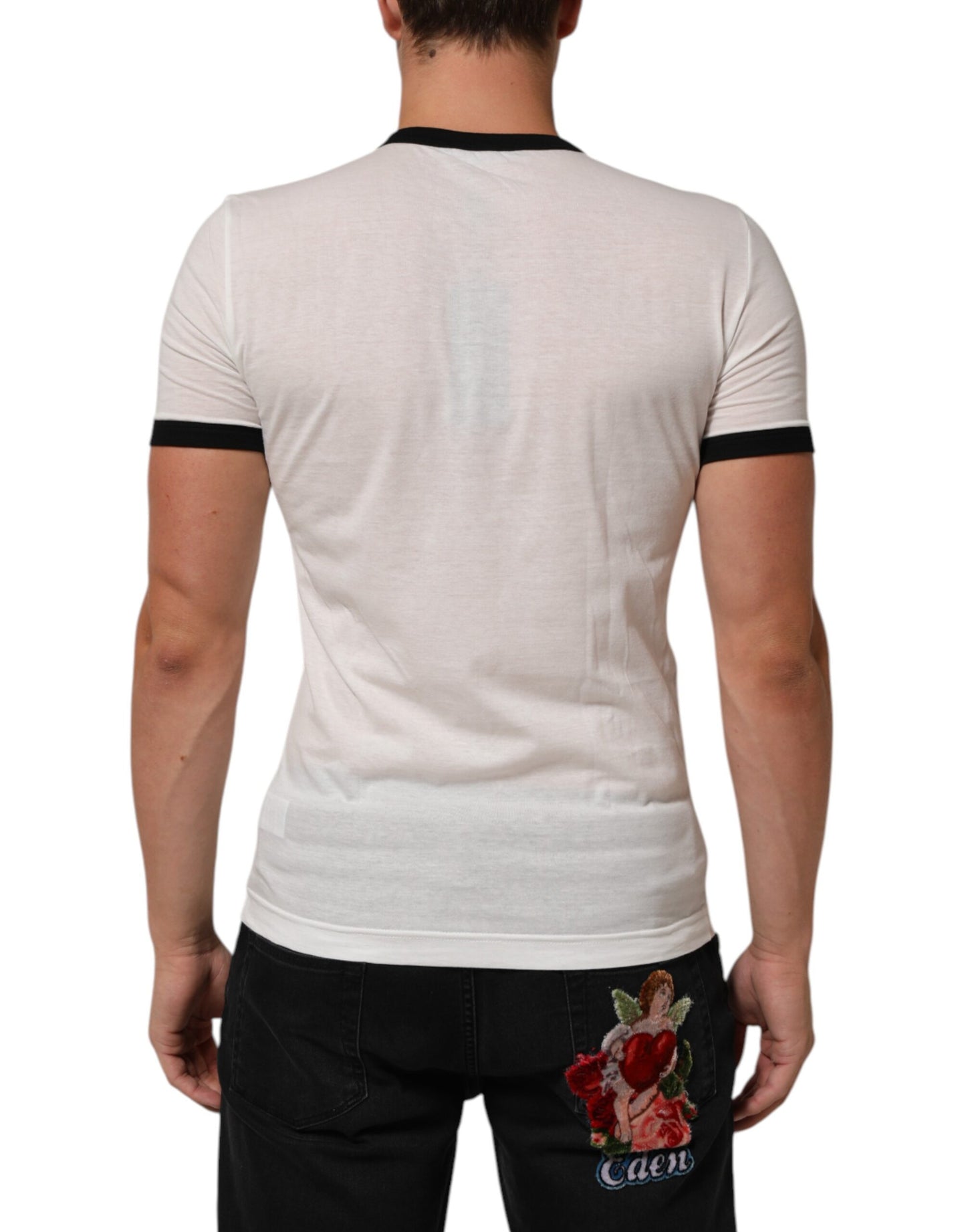 Dolce & Gabbana White Sacred Heart Cotton Crew Neck T-shirt Mens T-Shirt