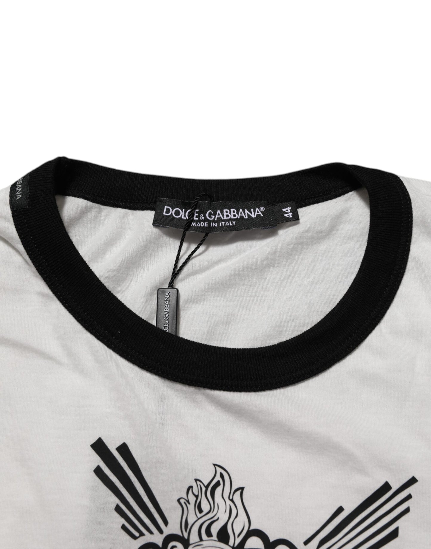 Dolce & Gabbana White Sacred Heart Cotton Crew Neck T-shirt Mens T-Shirt