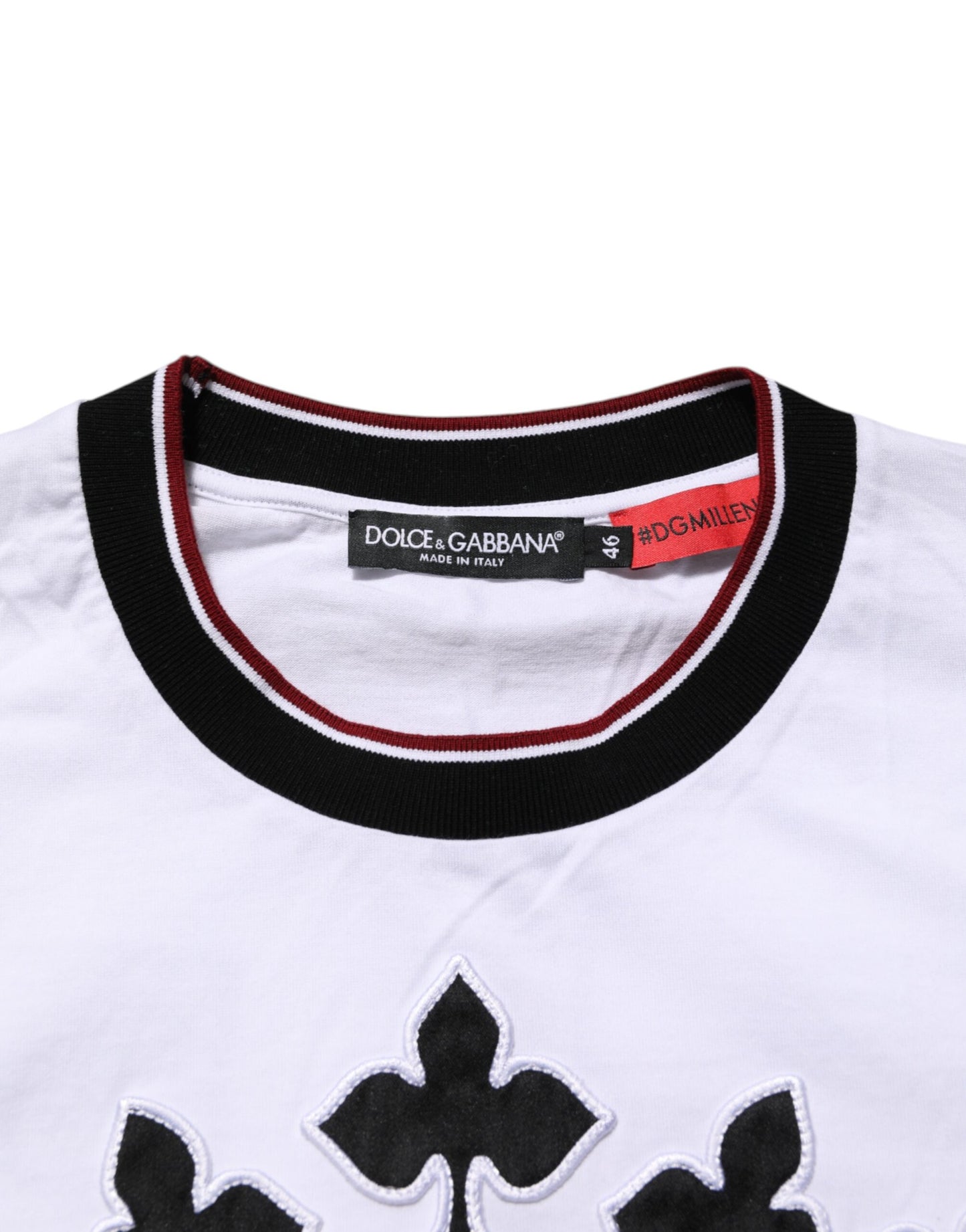 Dolce & Gabbana White Cotton Crown King Embroidery T-shirt Mens T-Shirt